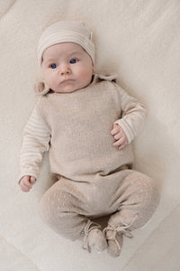 T-Shirt Long Sleeve Soft Beige Stripe | Newborn Naturals