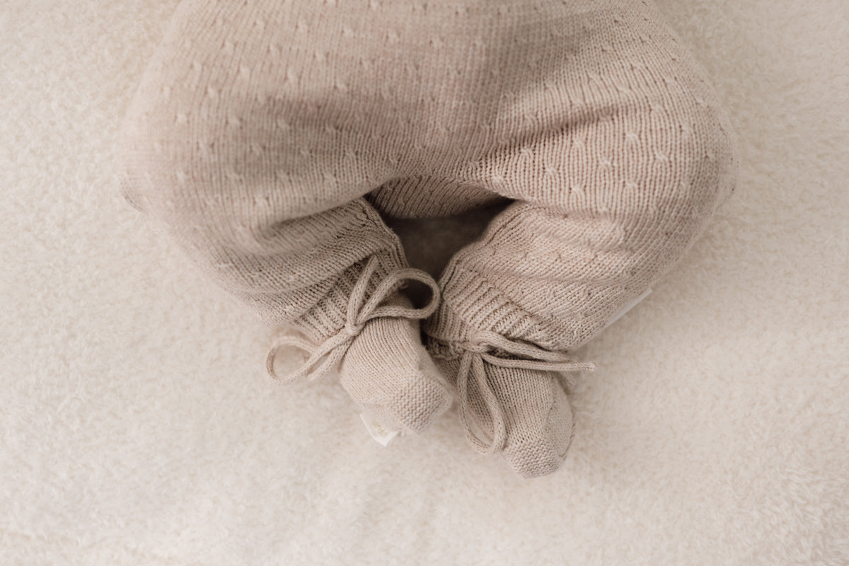 Knitted Booties Soft Beige | Newborn Naturals