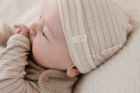 Baby Cap Soft Beige Stripe | Newborn Naturals
