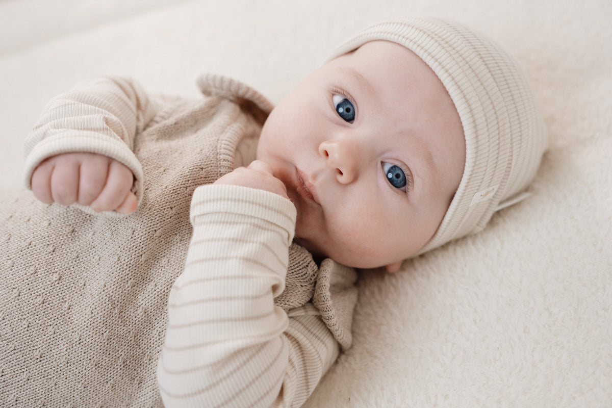 T-Shirt Long Sleeve Soft Beige Stripe | Newborn Naturals