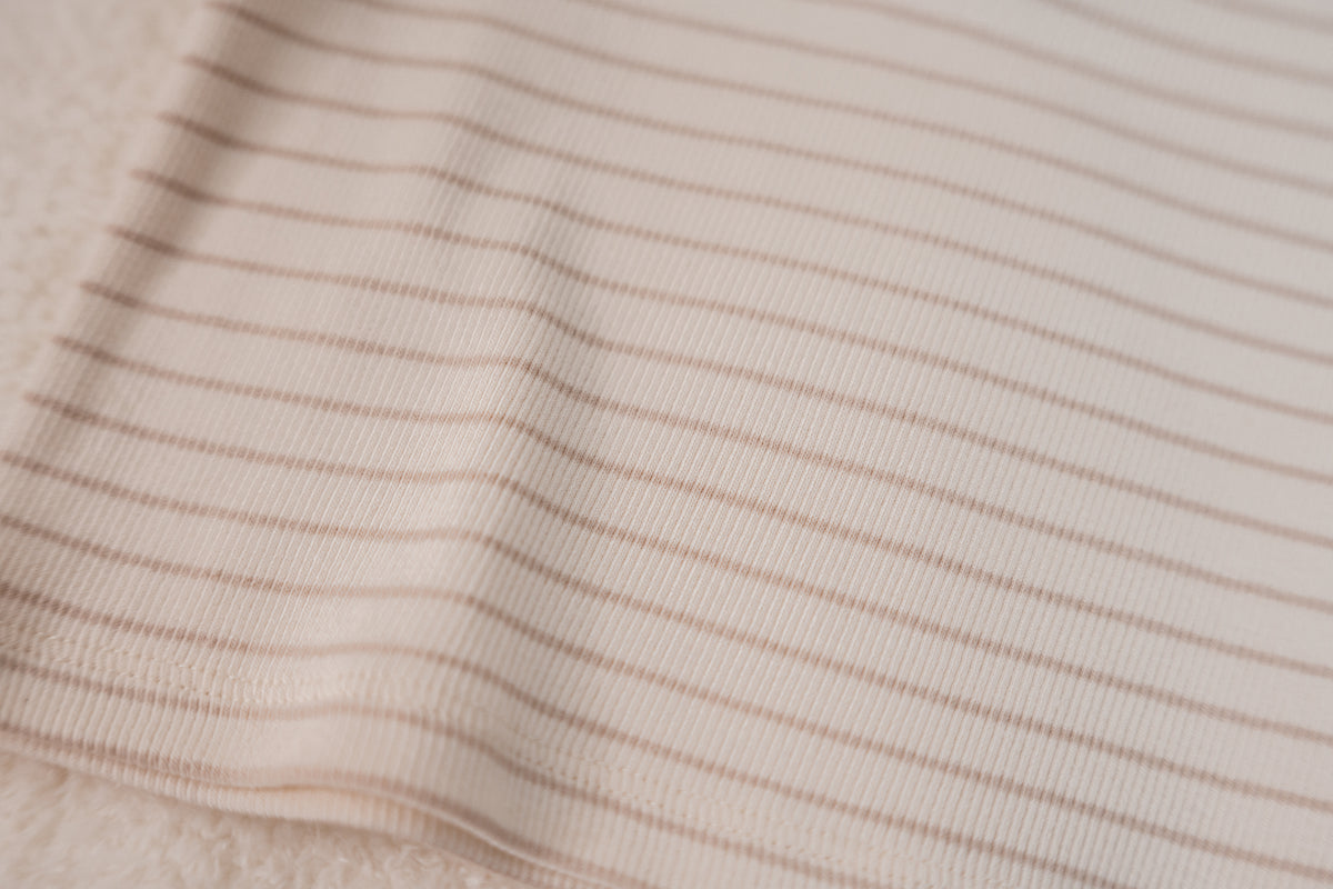 T-Shirt Long Sleeve Soft Beige Stripe | Newborn Naturals