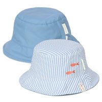 Reversible Bucket Hat - Stripes Ocean Blue