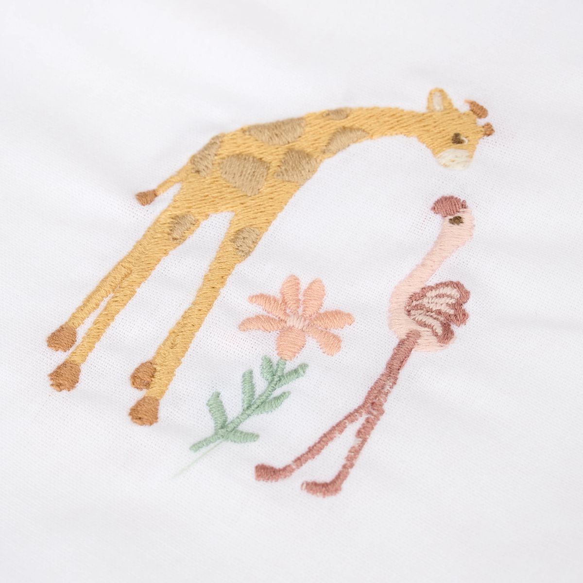 Bassinet Sheet Embroidered | Flamingo White