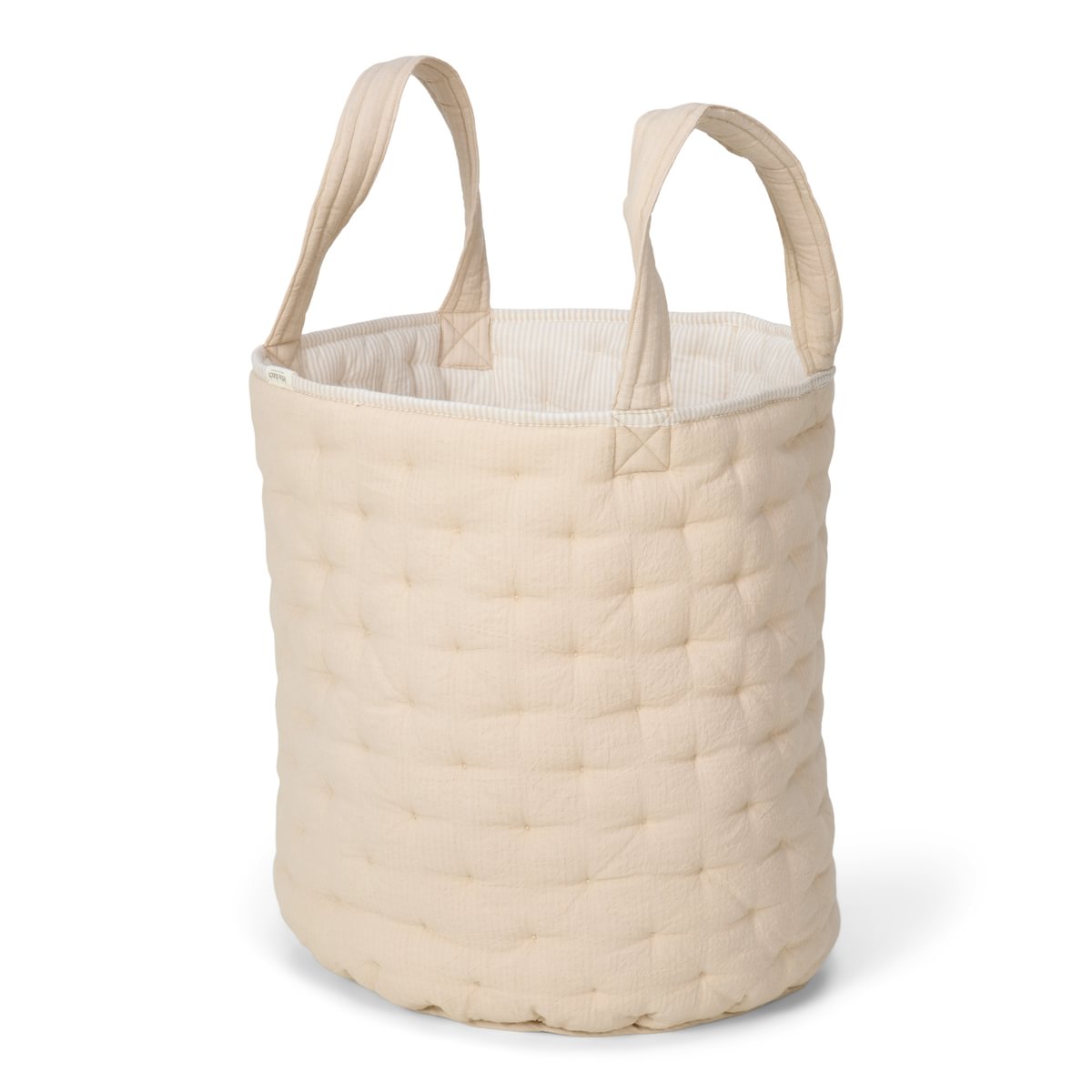 Large Quilted Storage Basket | Pure Soft Beige Stripe