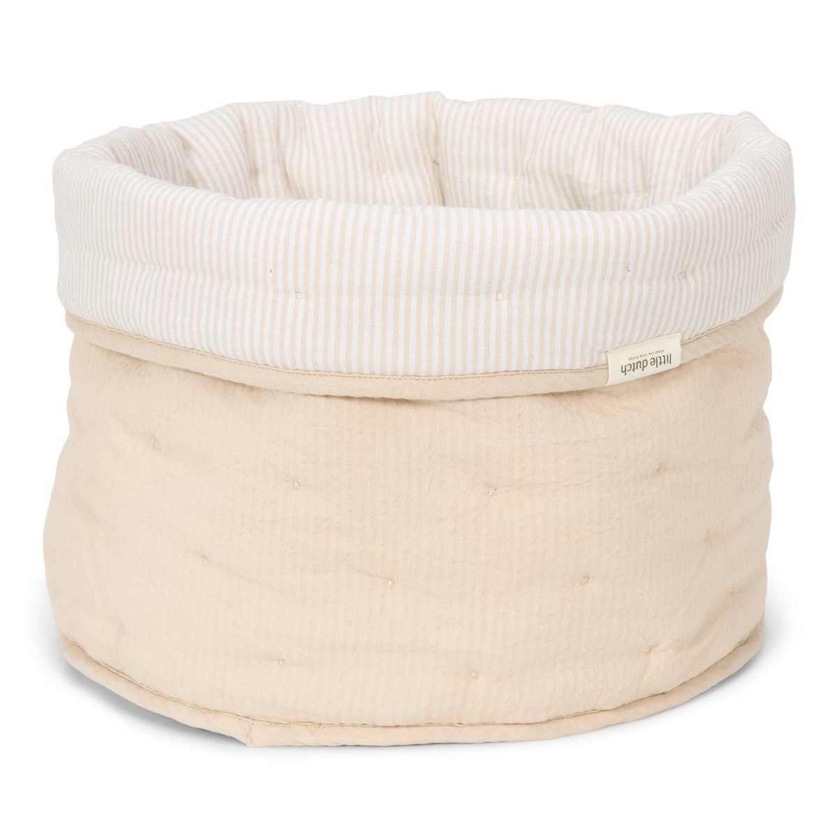 Quilted Storage Basket Medium | Pure Soft Beige Stripe
