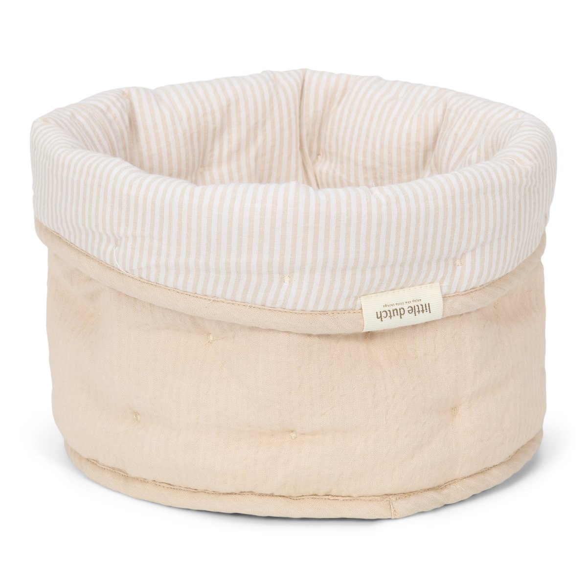 Quilted Storage Basket Small | Pure Soft Beige Stripe