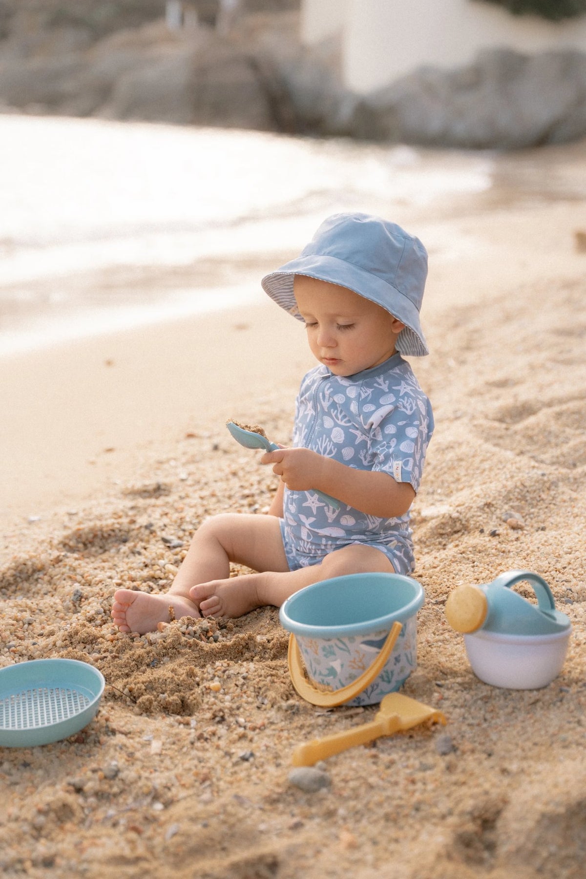 Swimsuit Short Sleeves - Sea Life Ocean Blue