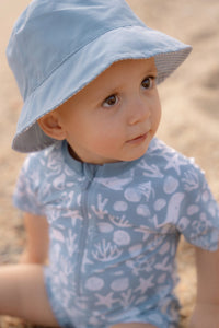 Swimsuit Short Sleeves - Sea Life Ocean Blue