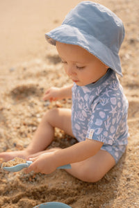 Reversible Bucket Hat - Stripes Ocean Blue