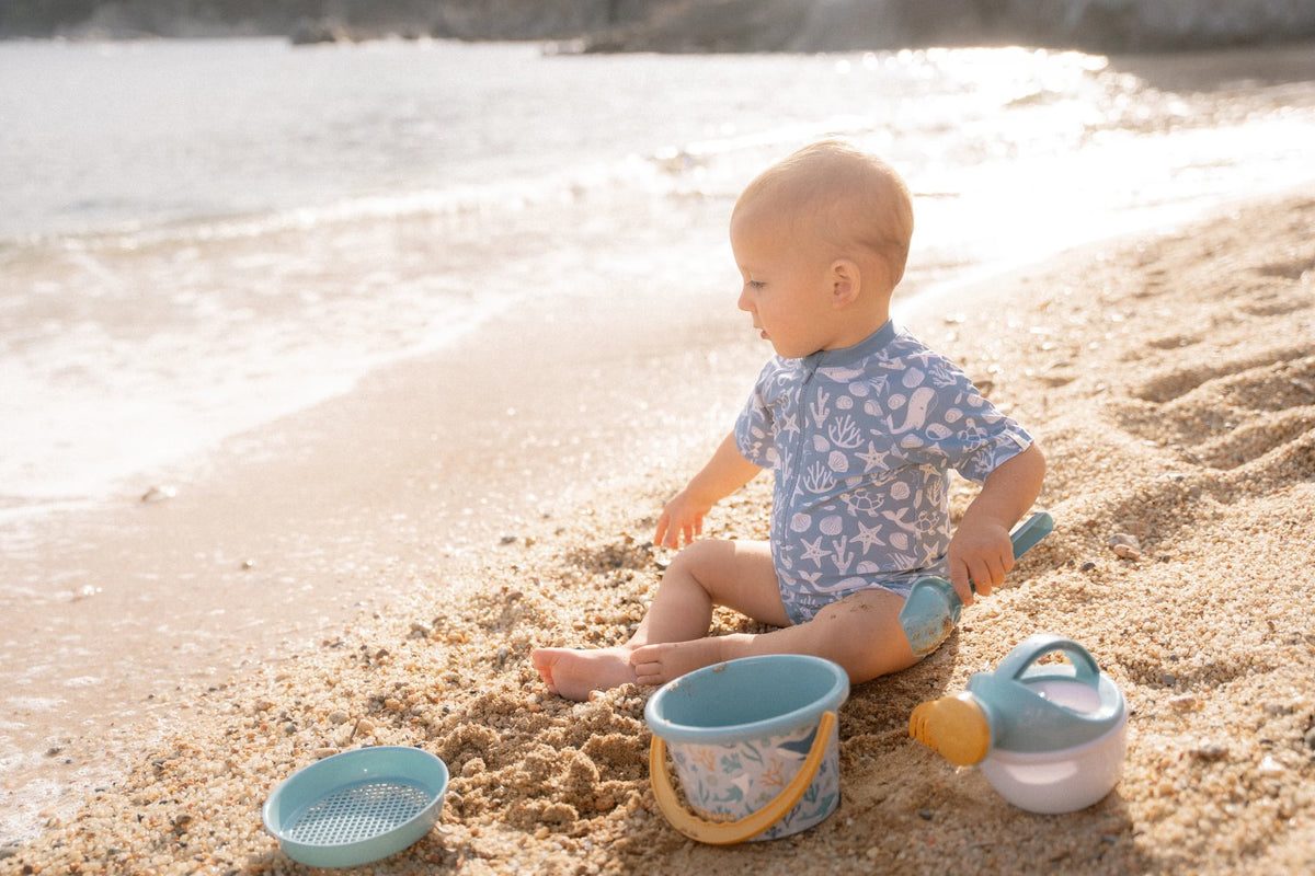 Swimsuit Short Sleeves - Sea Life Ocean Blue