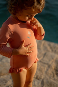 Bathing Suit Long Sleeves - Sunny Flowers Rouge