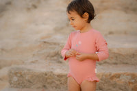 Bathing Suit Long Sleeves - Sunny Flowers Rouge