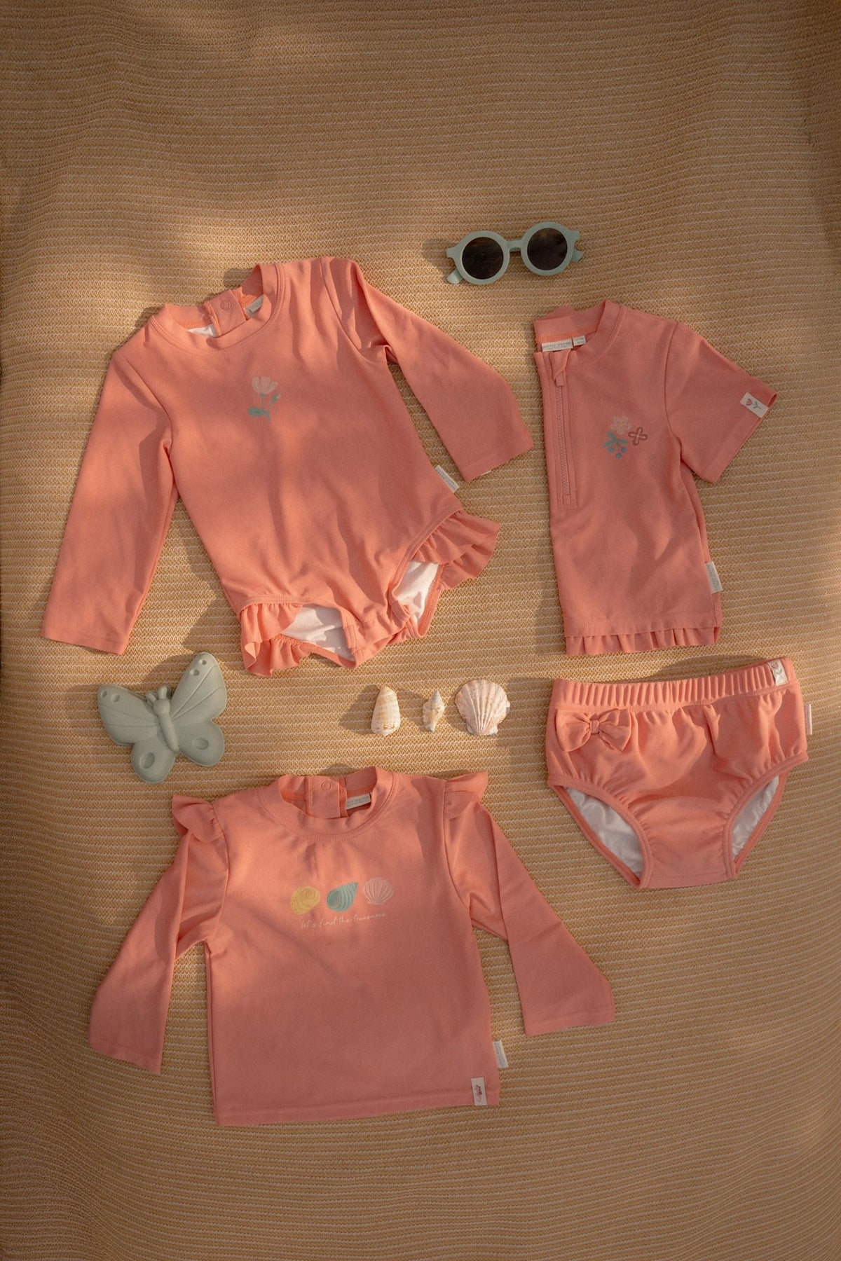 Bathing Suit Long Sleeves - Sunny Flowers Rouge