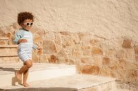 Swimsuit Long Sleeves - Stripes Surf Blue