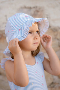 Reversible Sun Hat - Sunny Flowers Blue