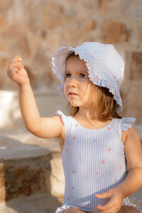 Reversible Sun Hat - Sunny Flowers Blue