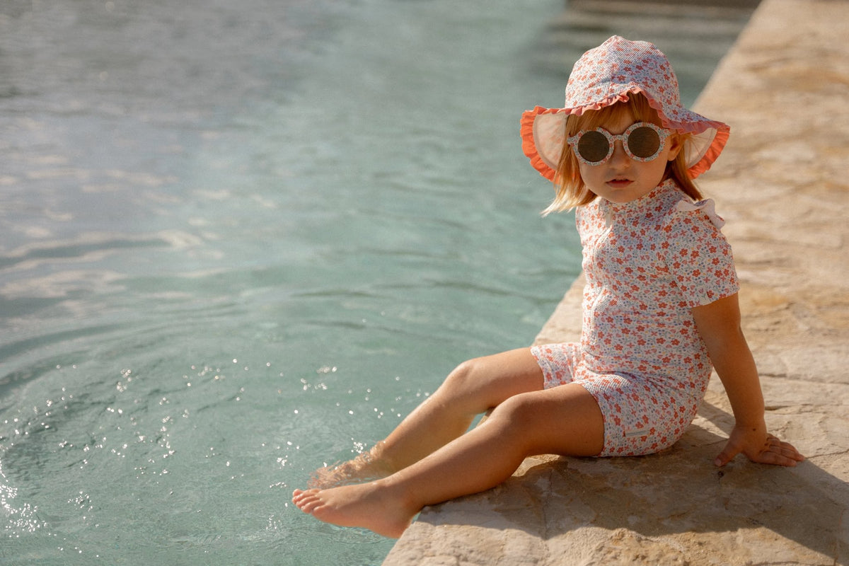 Swimsuit Short Sleeves - Sunny Flowers Multicolour