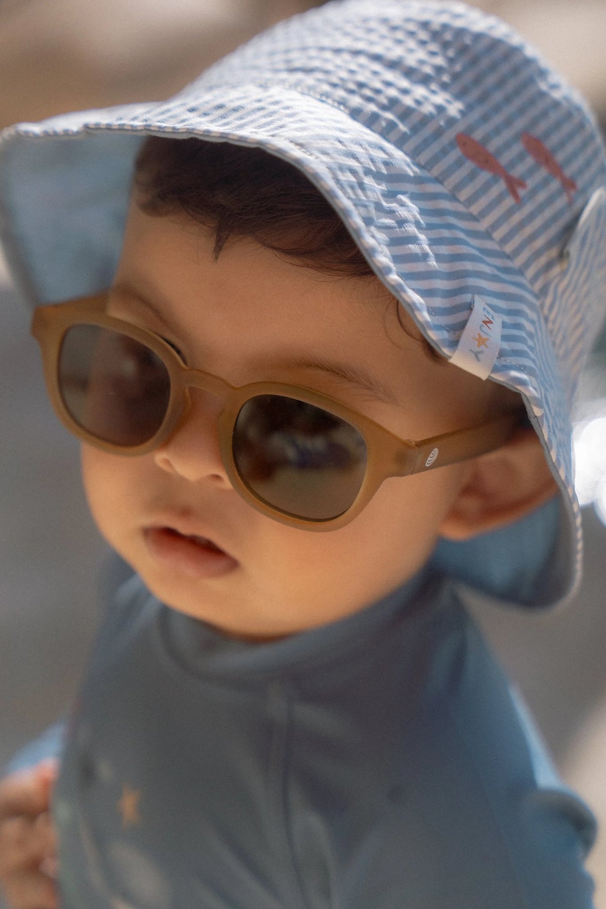 Reversible Bucket Hat - Stripes Ocean Blue