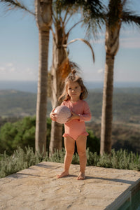 Bathing Suit Long Sleeves - Sunny Flowers Rouge
