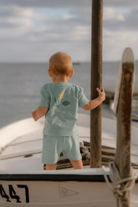 T-Shirt & Shorts Set - Seashells and Stripes Surf Blue
