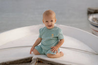 T-Shirt & Shorts Set - Seashells and Stripes Surf Blue