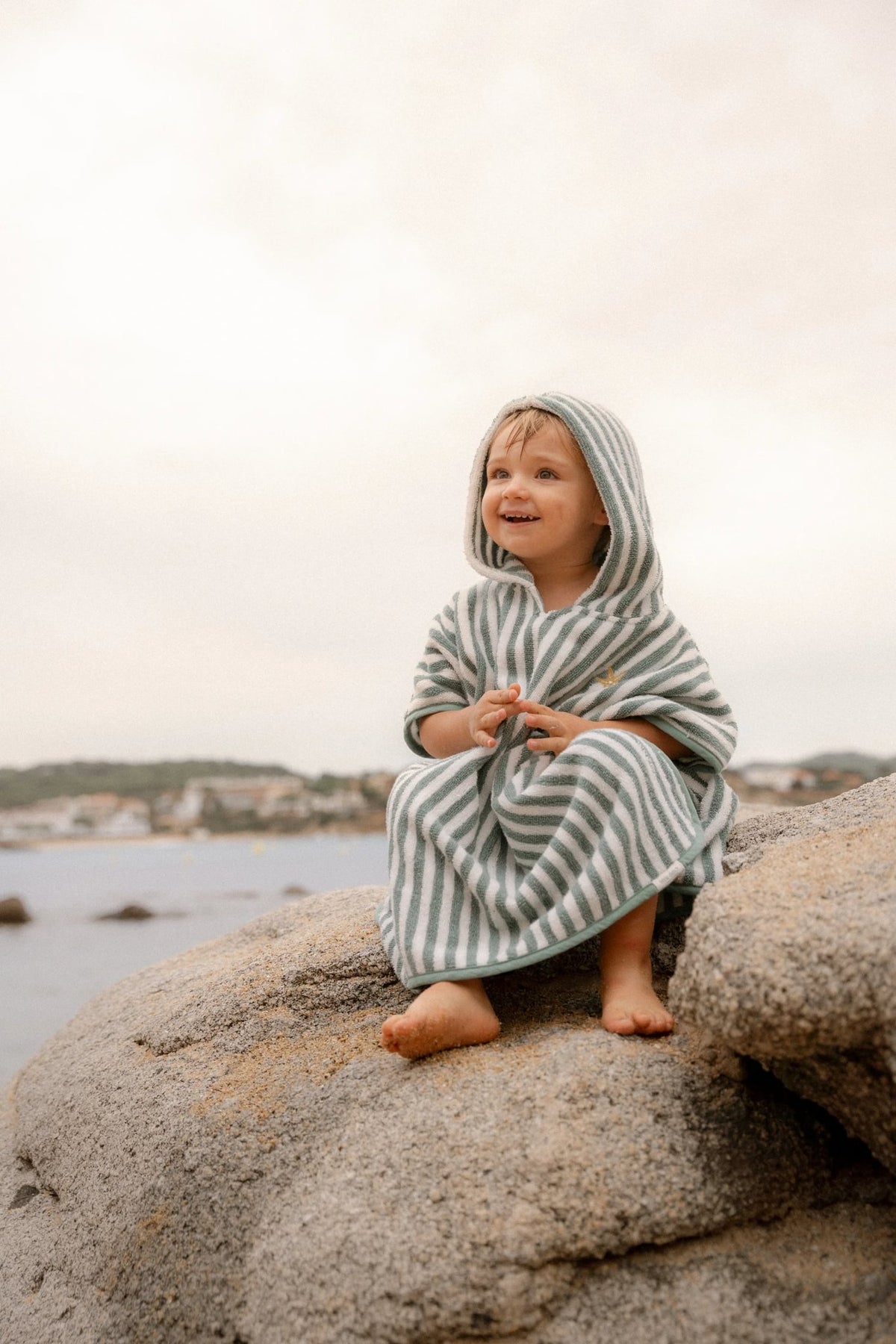 Beach Poncho - Seashells and Stripes