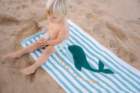 Beach Towel - Seashells and Stripes Surf Blue
