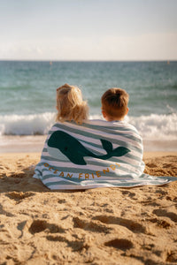 Beach Towel - Seashells and Stripes Surf Blue