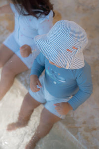 Reversible Bucket Hat - Stripes Ocean Blue