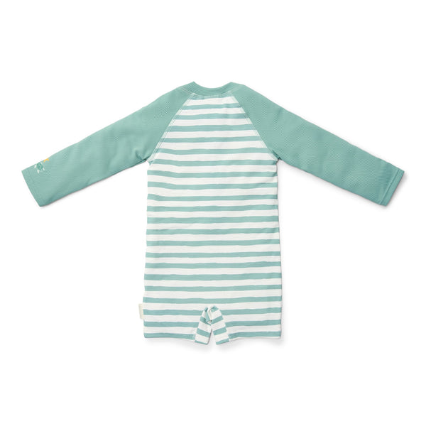 Swimsuit Long Sleeves - Stripes Surf Blue