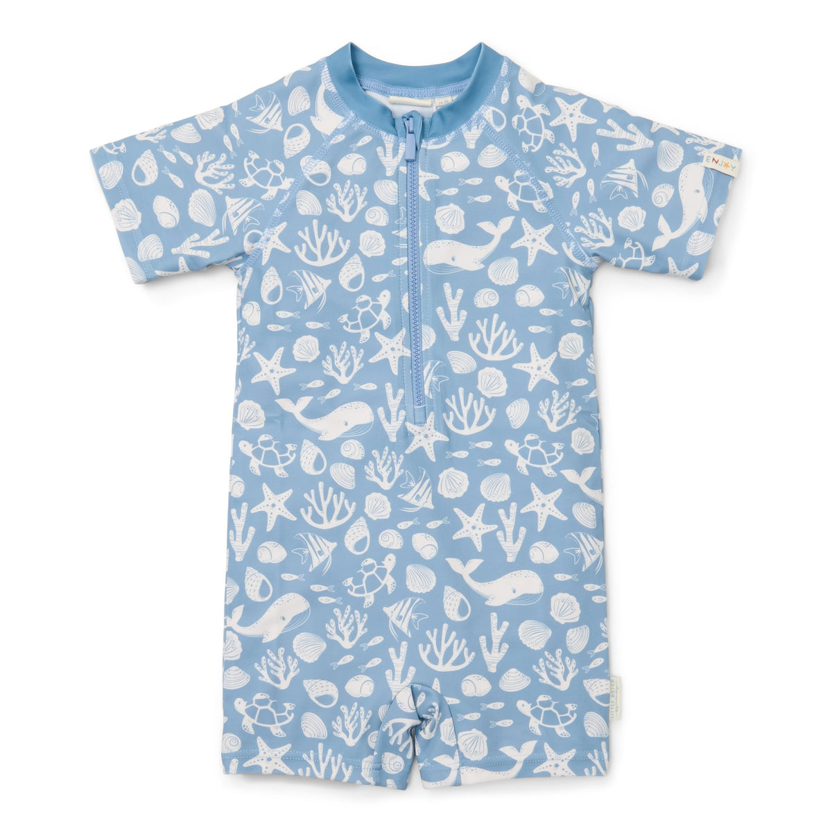 Swimsuit Short Sleeves - Sea Life Ocean Blue