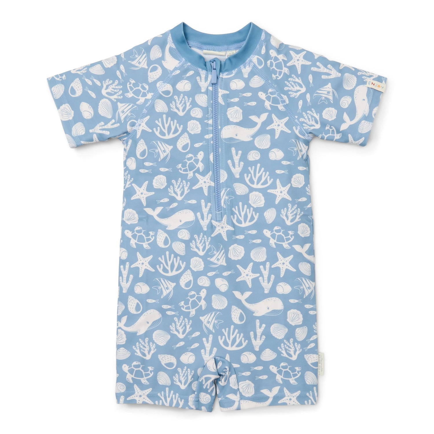 Swimsuit Short Sleeves - Sea Life Ocean Blue