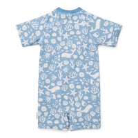 Swimsuit Short Sleeves - Sea Life Ocean Blue