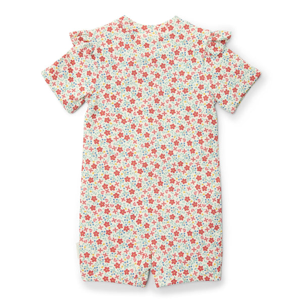 Swimsuit Short Sleeves - Sunny Flowers Multicolour