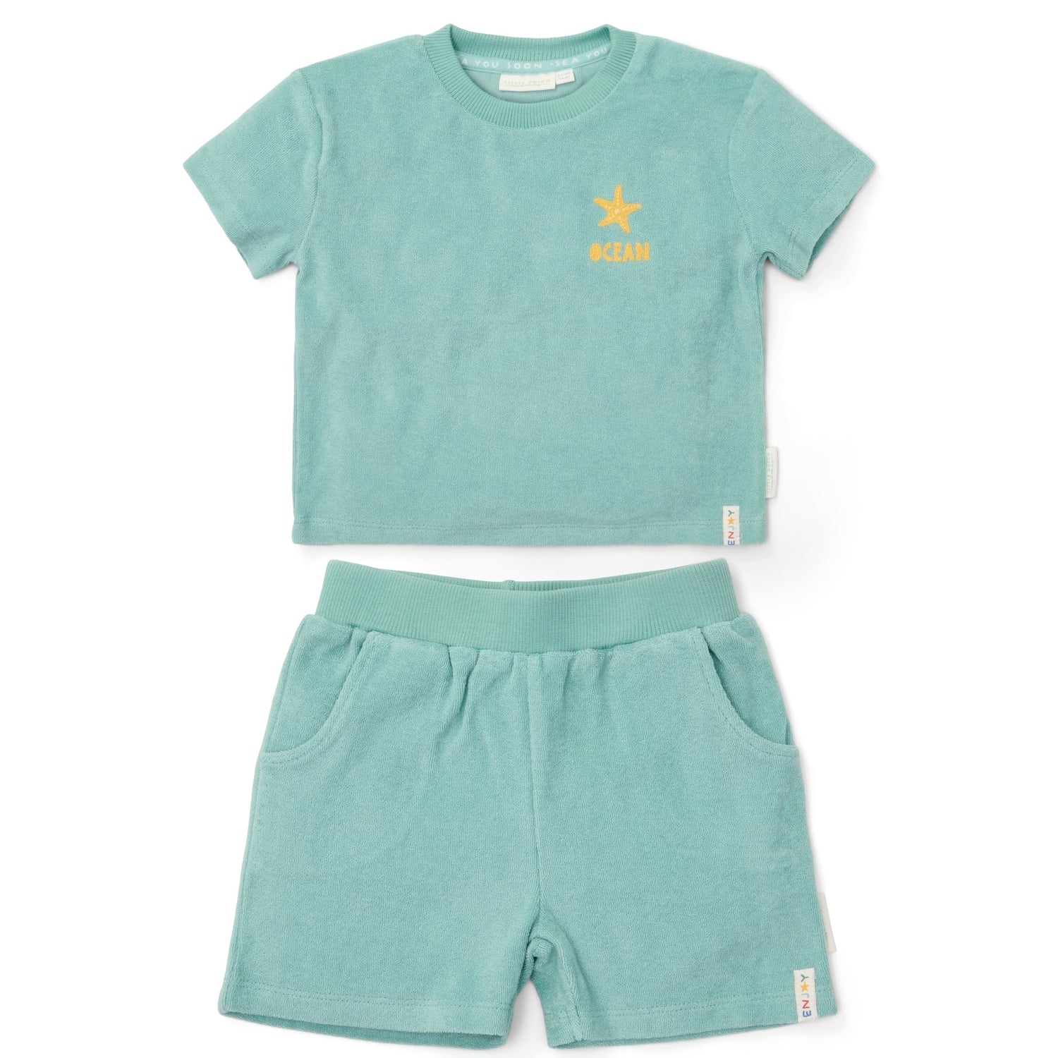 T-Shirt & Shorts Set - Seashells and Stripes Surf Blue