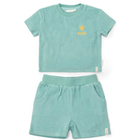 T-Shirt & Shorts Set - Seashells and Stripes Surf Blue