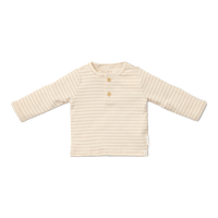 T-Shirt Long Sleeve Soft Beige Stripe | Newborn Naturals