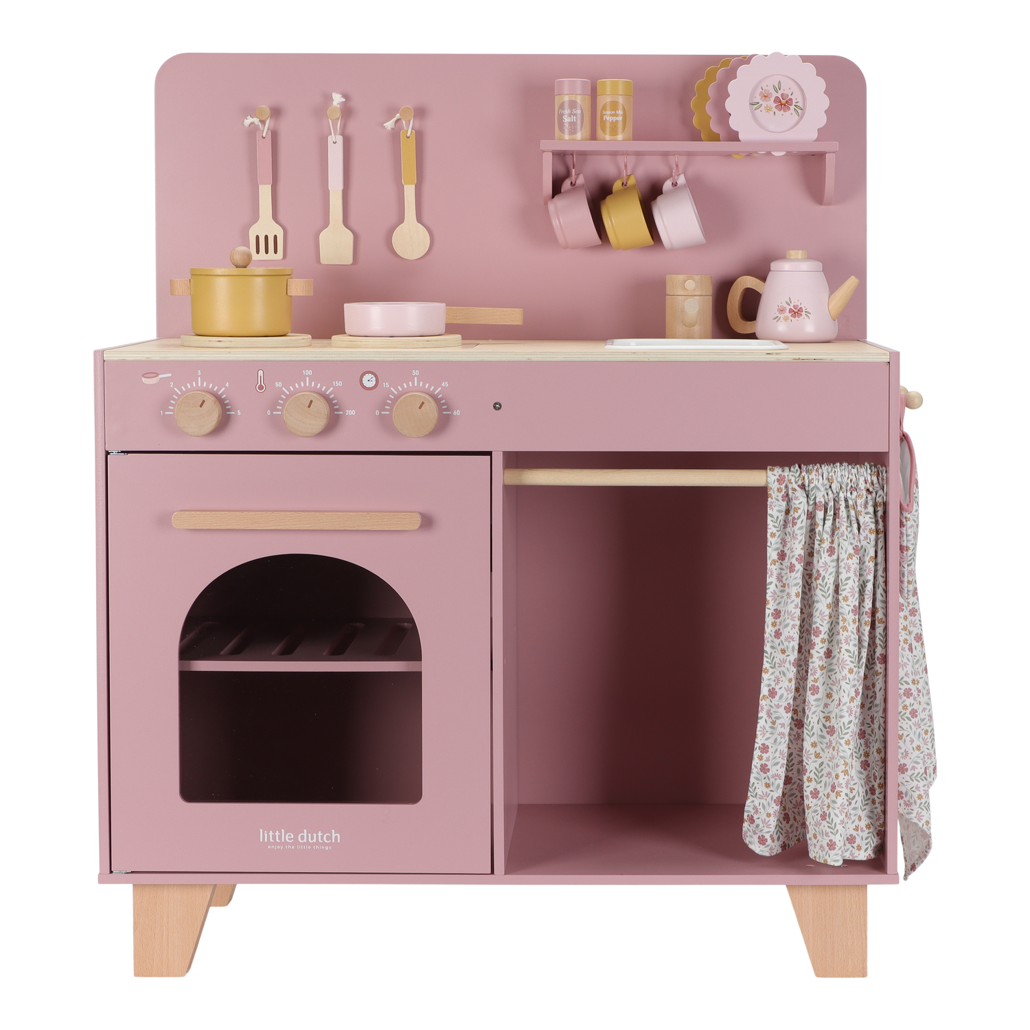Wooden Play Kitchen Pink FSC