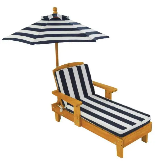 Outdoor Chaise with Umbrella - Navy 105