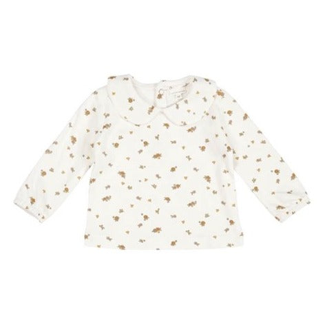 T-Shirt Long Sleeves with Round Collar White Blossom