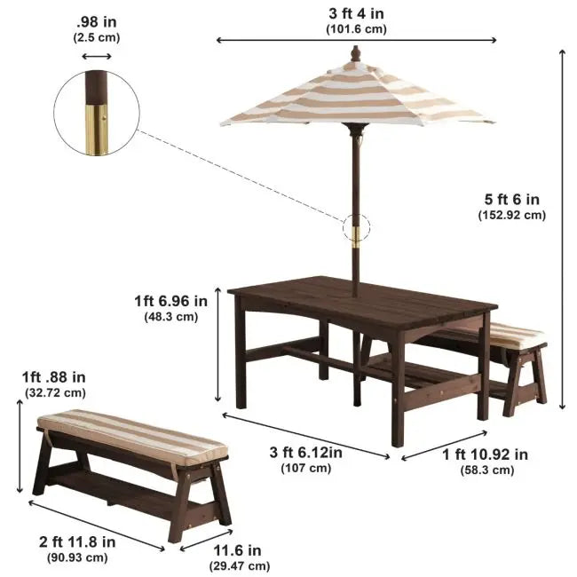 Kidkraft outdoor table & bench set with umbrella sale