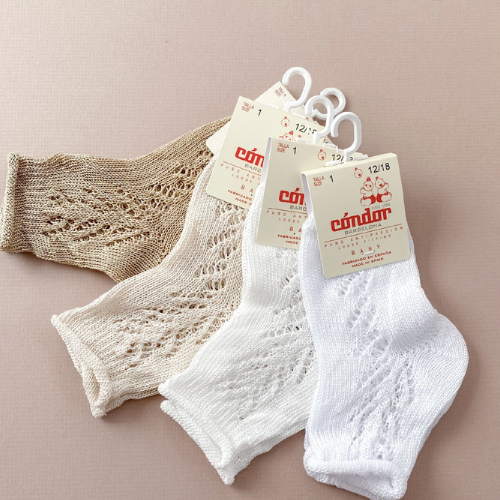 Side openwork extrafine perle short socks