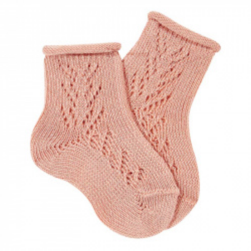 Side openwork extrafine perle short socks