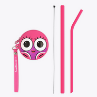 Sylvester Sponge Bendy Kids Silicone Reusable Straws - Pink