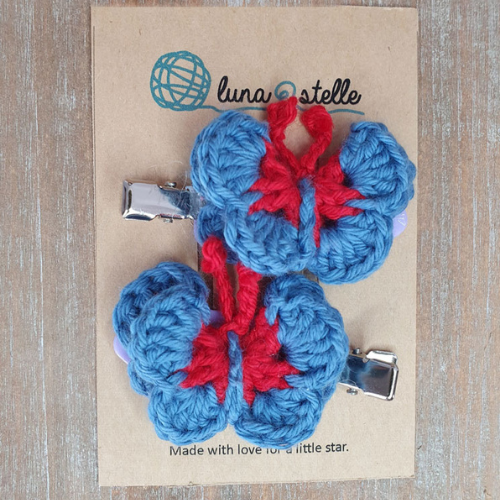 Blue Butterfly Large Hair Clips (Set of two)