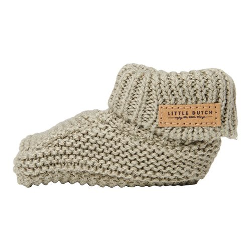 Knitted baby booties Olive
