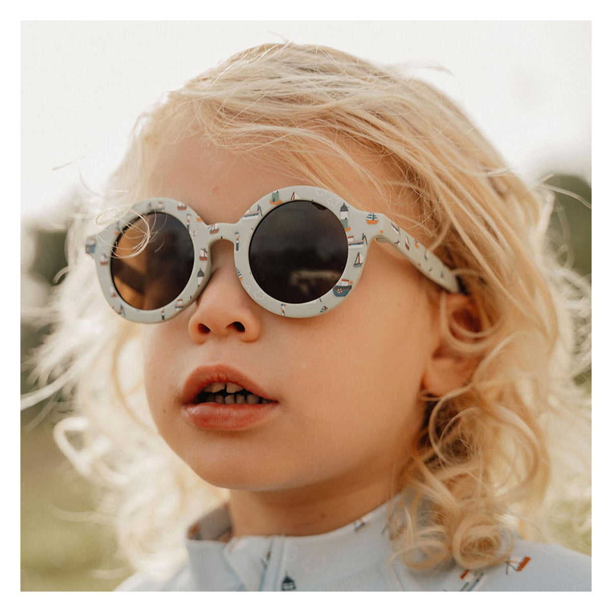 Child Sunglasses Round Shape Sailors Bay Blue