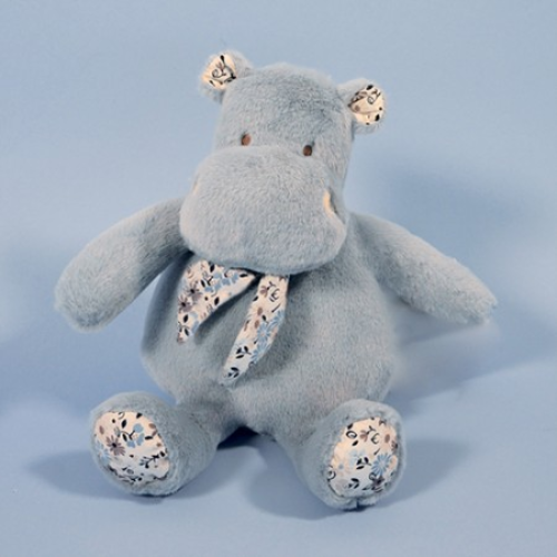 Soft Blue Hippo with Bandana 22cm