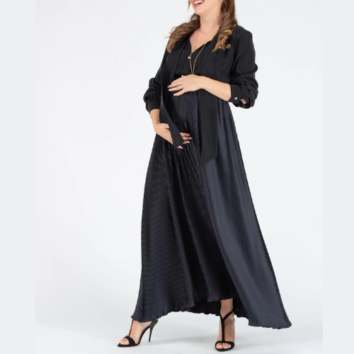 Bardot maternity plissé long skirt
