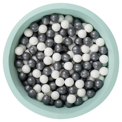 Organic Cotton Mint Ball Pit with 200 (Silver/White) Balls